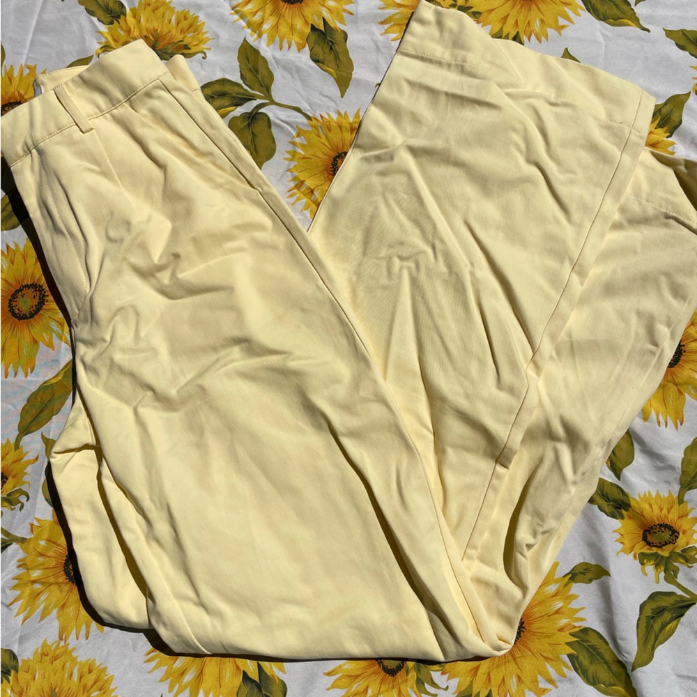 Showpo Soft Yellow “Virginia” High Waist Straight Leg Trousers